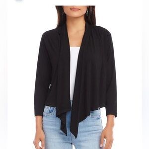 WHBM Black Sweater 
Bracelet Length Sleeve Drape Open-Front Cardigan